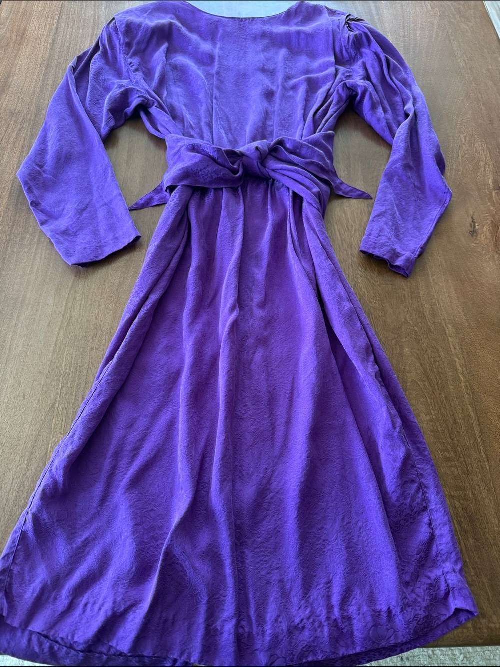 Vintage Silk Purple Long Sleeve Wrap Dress